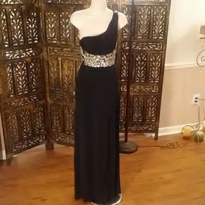 Black prom dress with beaded rhinestones, size 0